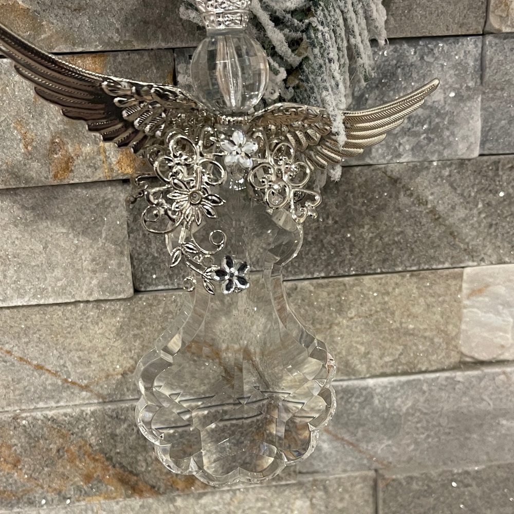 Silver and Clear Crystal Angel Ornament